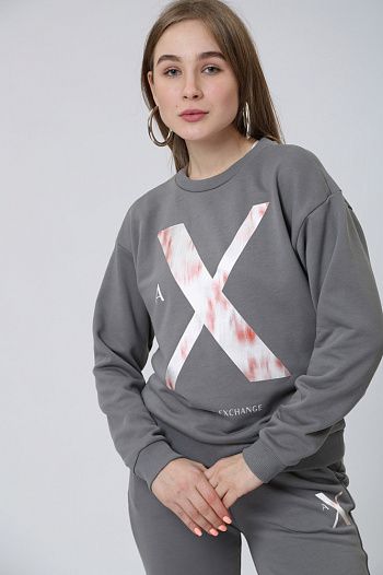 Свитшот хлопковый серый Armani Exchange