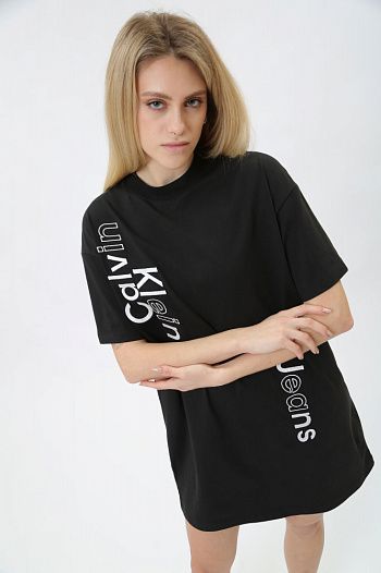 Платье хлопковое черное Calvin Klein Jeans