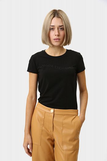 Футболка хлопковая черная Armani Exchange