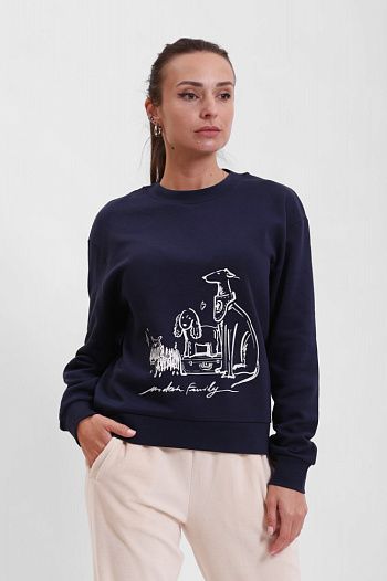 Свитшот хлопковый синий Trussardi