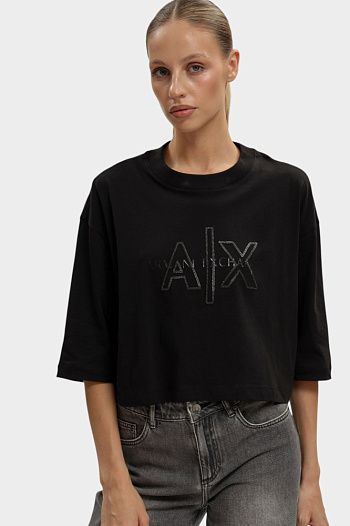 Футболка хлопковая черная Armani Exchange