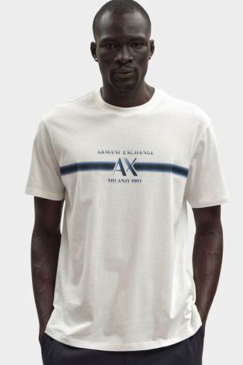Футболка хлопковая молочный круглый вырез Armani Exchange