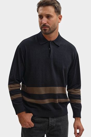 Поло с длинным рукавом хлопковое черное Armani Exchange