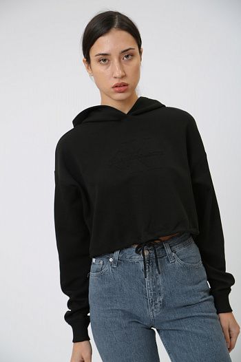 Худи хлопковое черное  Calvin Klein Jeans