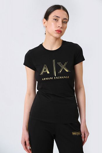 Футболка хлопковая черная Armani Exchange