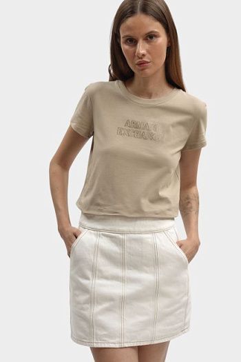 Футболка хлопковая бежевая Armani Exchange