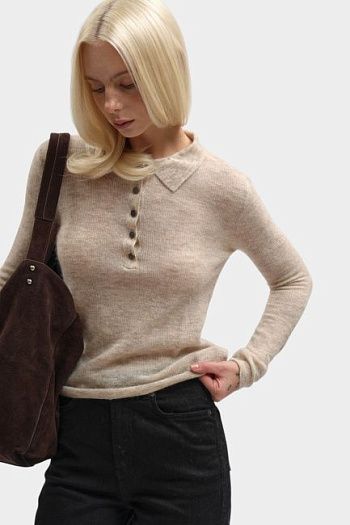Поло с длинным рукавом бежевое Pepe Jeans