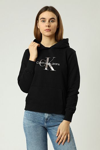 Худи хлопковое черное  Calvin Klein Jeans