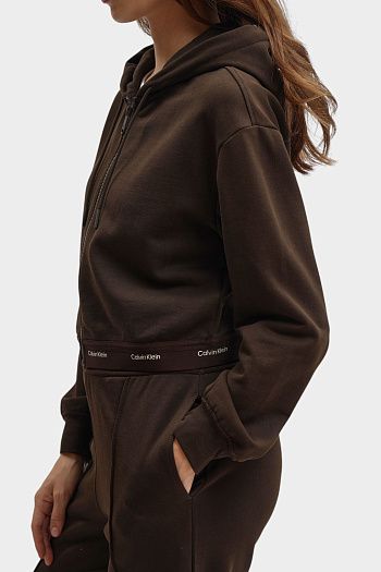 Толстовка укороченная хлопковая коричневый Calvin Klein Jeans