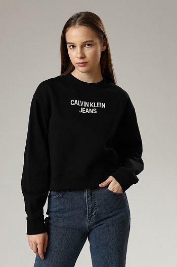 Свитшот хлопковый черный Calvin Klein Jeans
