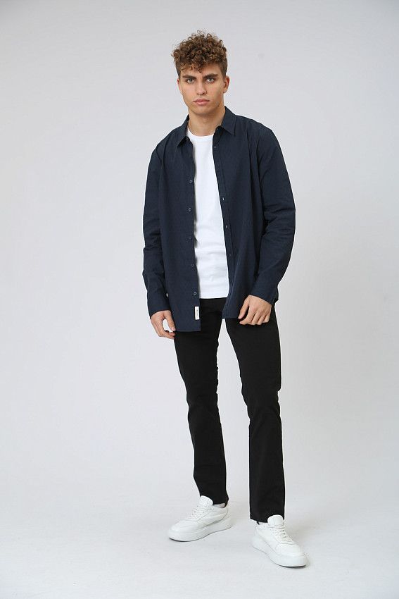 Рубашка с длинным рукавом Mustang Синий