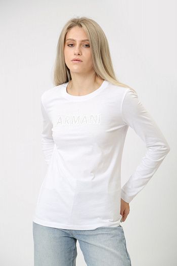 Футболка с длиным рукавом хлопковая белая Armani Exchange