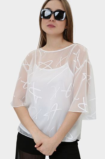 Блузка из вискозы белая  Armani Exchange
