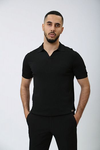 Поло трикотажное из вискозы черное Karl Lagerfeld