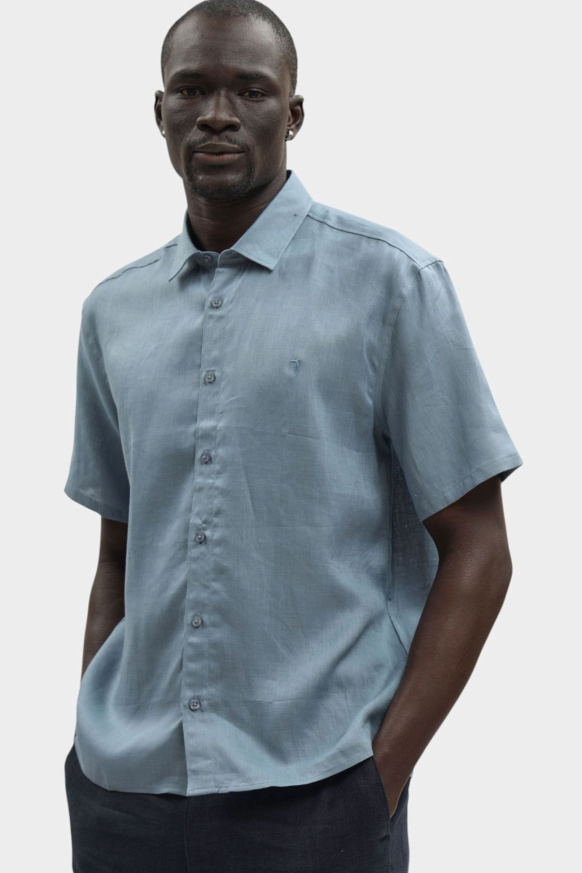 Рубашка льняная Trussardi Синий