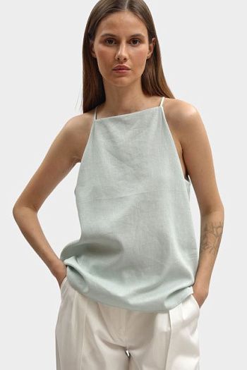 Топ на бретелях льняной голубой Calvin Klein Jeans