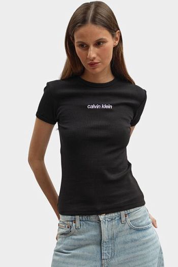 Футболка хлопковая черная Calvin Klein Jeans