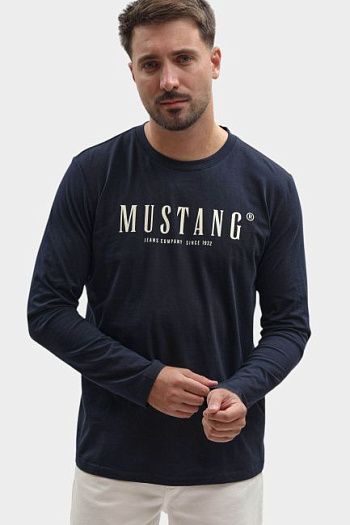 Лонгслив хлопковый синий Mustang