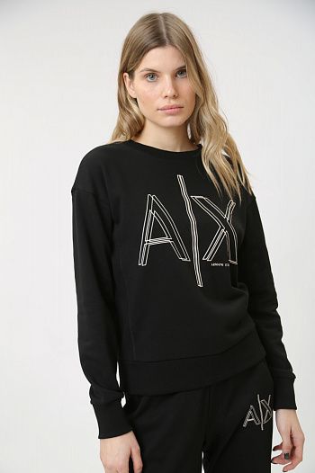 Свитшот хлопковый черный Armani Exchange