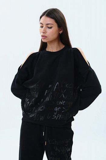 Свитшот хлопковый черный Armani Exchange