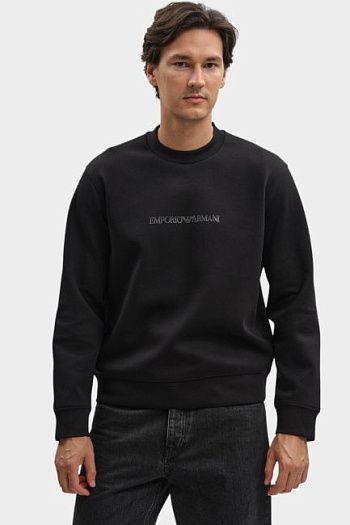 Свитшот хлопковый черный Emporio Armani
