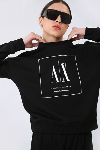 Свитшот хлопковый черный Armani Exchange