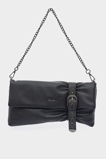 Клатч кожаный черный Pepe Jeans