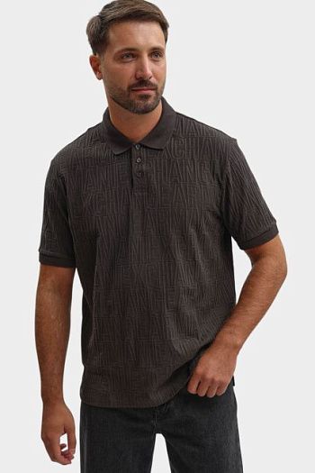 Поло с коротким рукавом хлопковое коричневое Armani Exchange