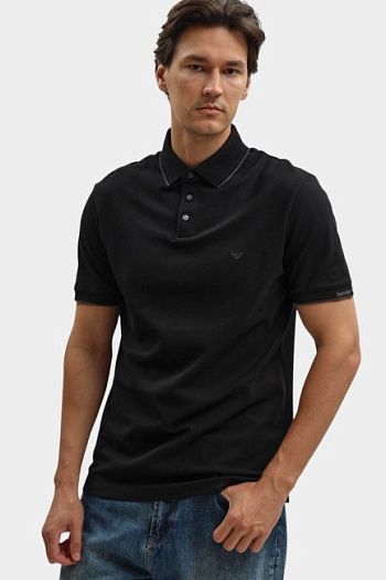 Футболка поло хлопковая черная Emporio Armani