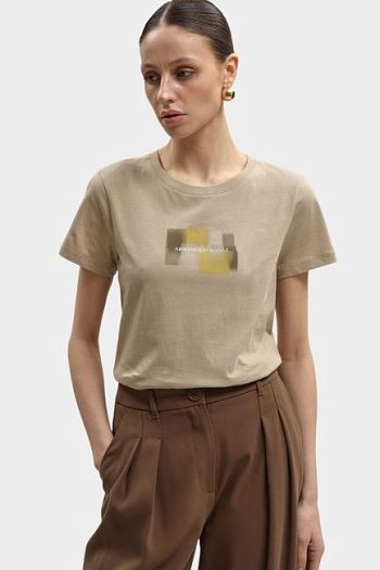 Футболка хлопковая бежевая Armani Exchange