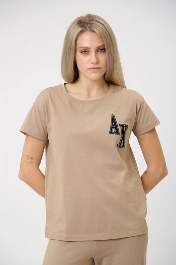 Футболка хлопковая бежевая Armani Exchange
