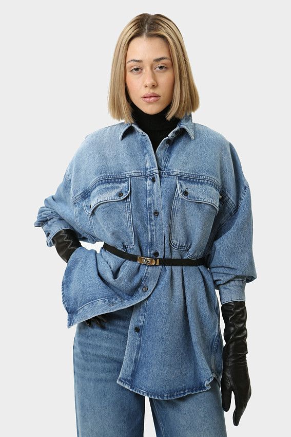 Рубашка с длинным рукавом Mustang Синий