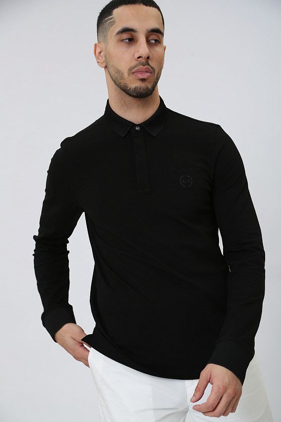 Поло с длинным рукавом Armani Exchange Черный
