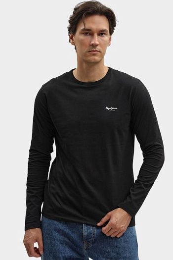 Лонгслив хлопковый черный Pepe Jeans
