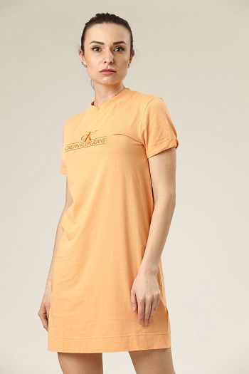 Платье хлопковое оранжевое Calvin Klein Jeans