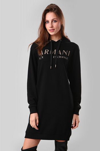 Платье хлопковое черное Armani Exchange