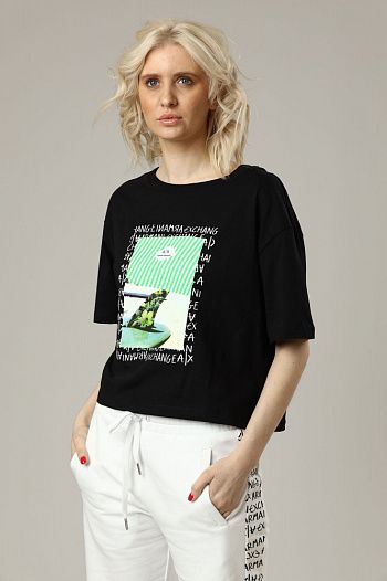 Футболка хлопковая черная Armani Exchange