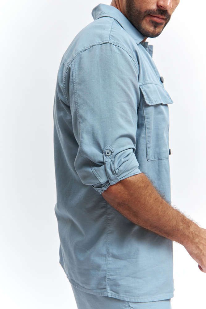 VM-OMA-55-444 Рубашка льняная Van Mich Голубой