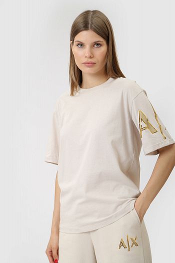 Футболка хлопковая бежевая Armani Exchange