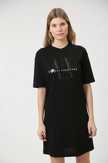 Платье хлопковое черное Armani Exchange