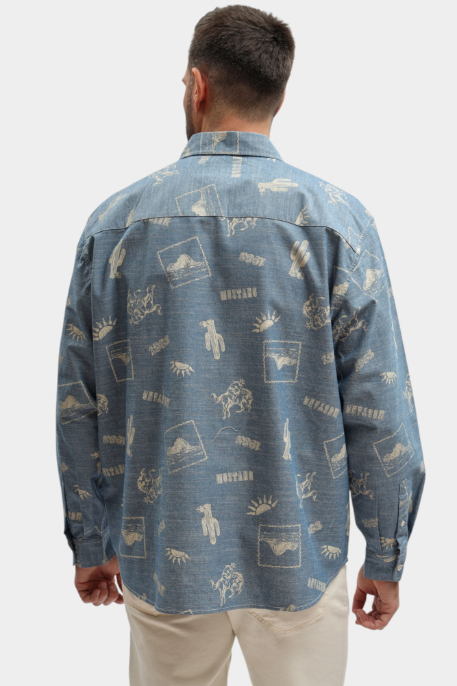 1017542 Рубашка Mustang Синий