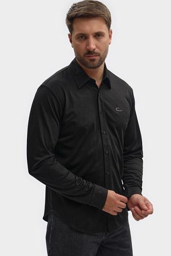 Рубашка хлопковая черная Bikkembergs