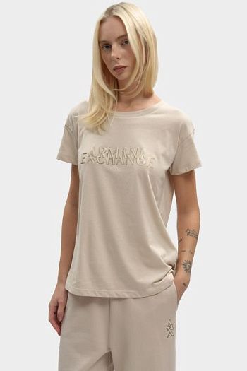 Футболка хлопковая бежевая Armani Exchange