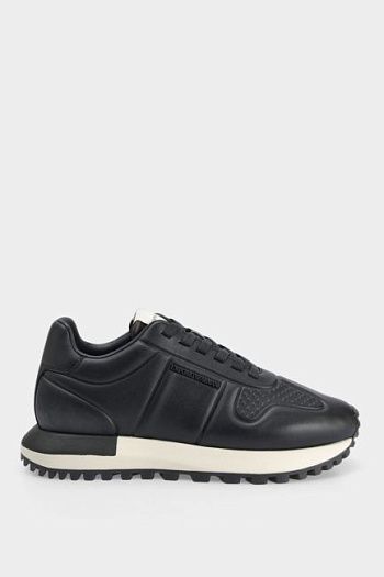 Кроссовки черные кожаные Emporio Armani