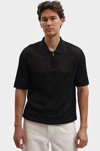 Футболка поло шерстяная черная Emporio Armani