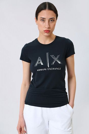 Футболка хлопковая синяя Armani Exchange