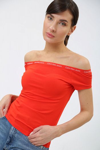 Топ хлопковый красный Calvin Klein Jeans