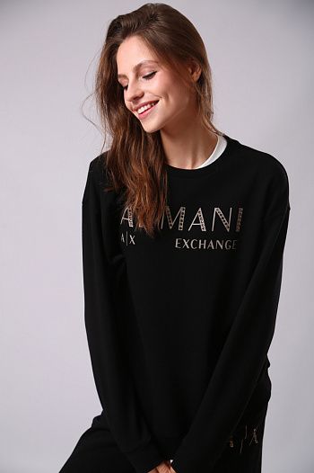 Свитшот хлопковый черный Armani Exchange