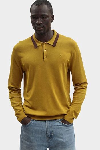 Поло с длинным рукавом из вискозы горчичный Trussardi