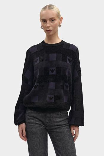 Свитшот из вискозы черный Emporio Armani